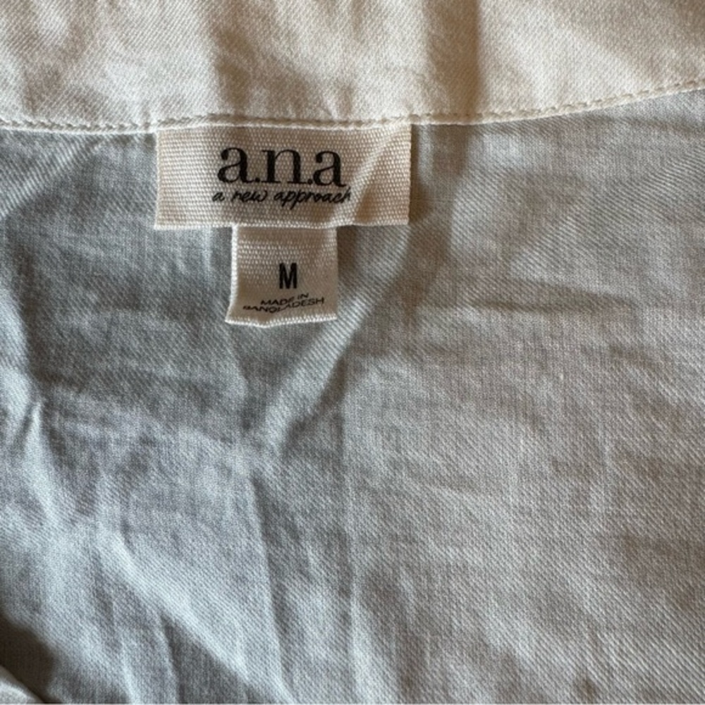 a.n.a Cream V-Neck Top Puffy Sleeve M Retro Vibe - Picture 3 of 4
